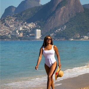 Ribbed one-piece tummy control swimsuit